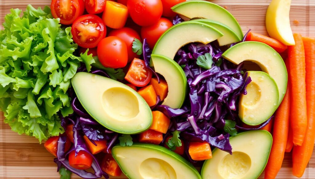 Colorful salad ingredients